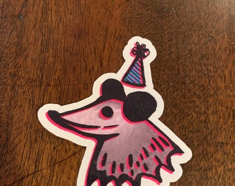 Birthday Guy Opossum Sticker