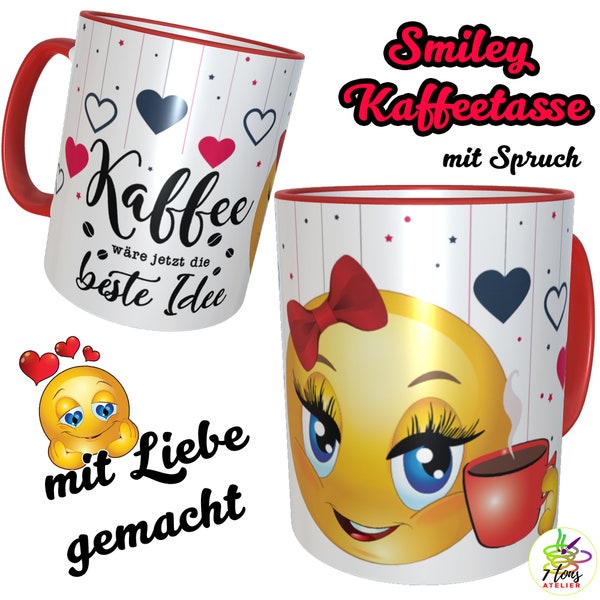 Smiley Emoticons Kaffeetasse mit lustigem Spruch & Motiv