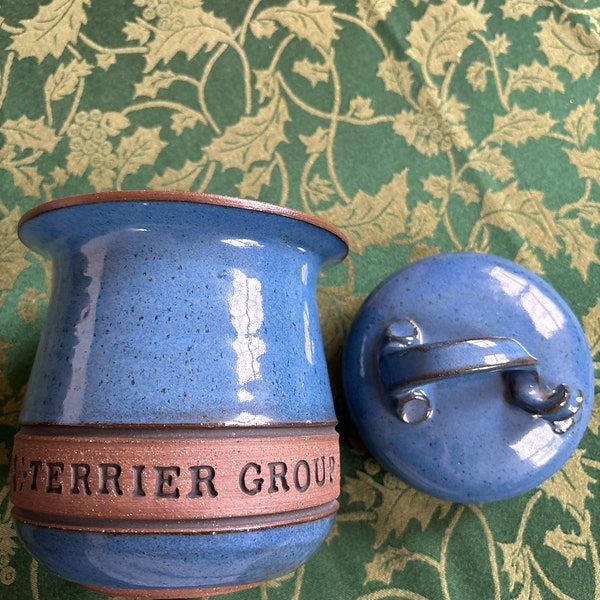 Shaftsbury Vermont Earthworks Pottery Container ~ Special for Terrier Group 1st Place ~ Shows Paw Prints and Heart ~ Perfect for Dog Treats!