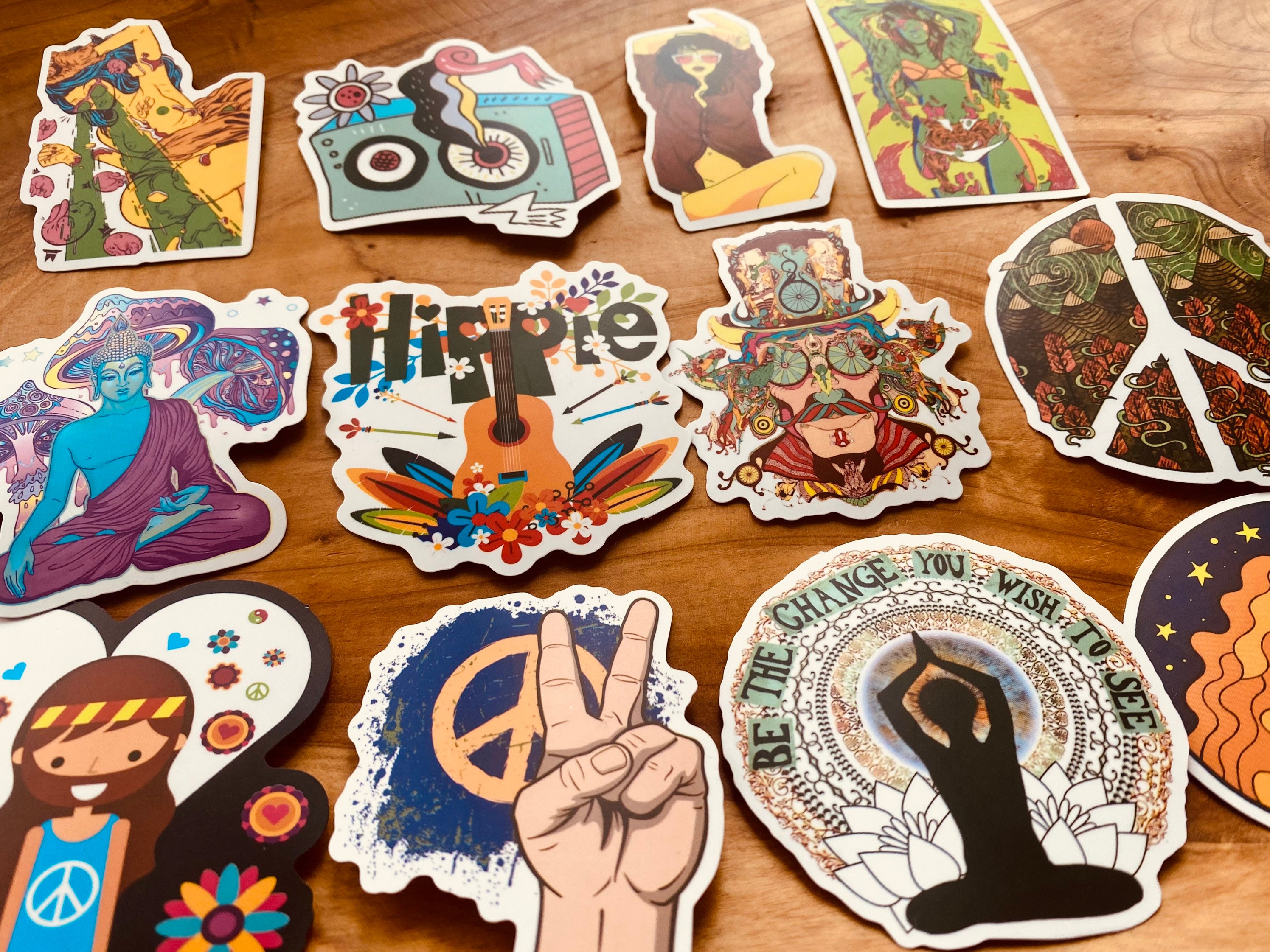 Trippy Hippie Sticker Pack Hippie Stickers Boho Stickers Etsy