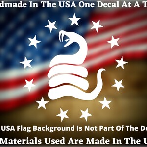 Don&#39;t Tread On Me Betsy Ross Circle Of Stars Gadsden Snake Vinyl Decal,  2nd Amendment, Patriotic Window Decal, Made In The USA