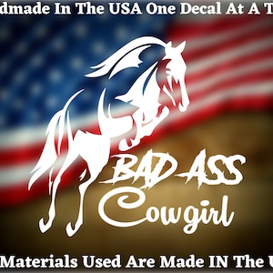 Bad Ass Cowgirl Car Truck Van Window or Bumper Sticker Vinyl Decal USA Seller Made In America