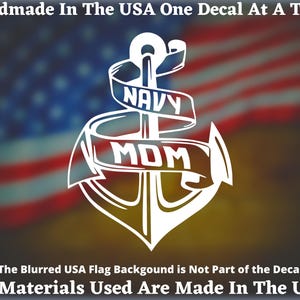 Navy Mom Anchor Vinyl Decal For  Car Truck Van Window or Bumper Sticker USA Seller Made In America