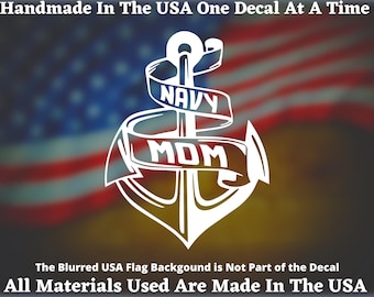 Navy Mom Anchor Vinyl Decal For  Car Truck Van Window or Bumper Sticker USA Seller Made In America