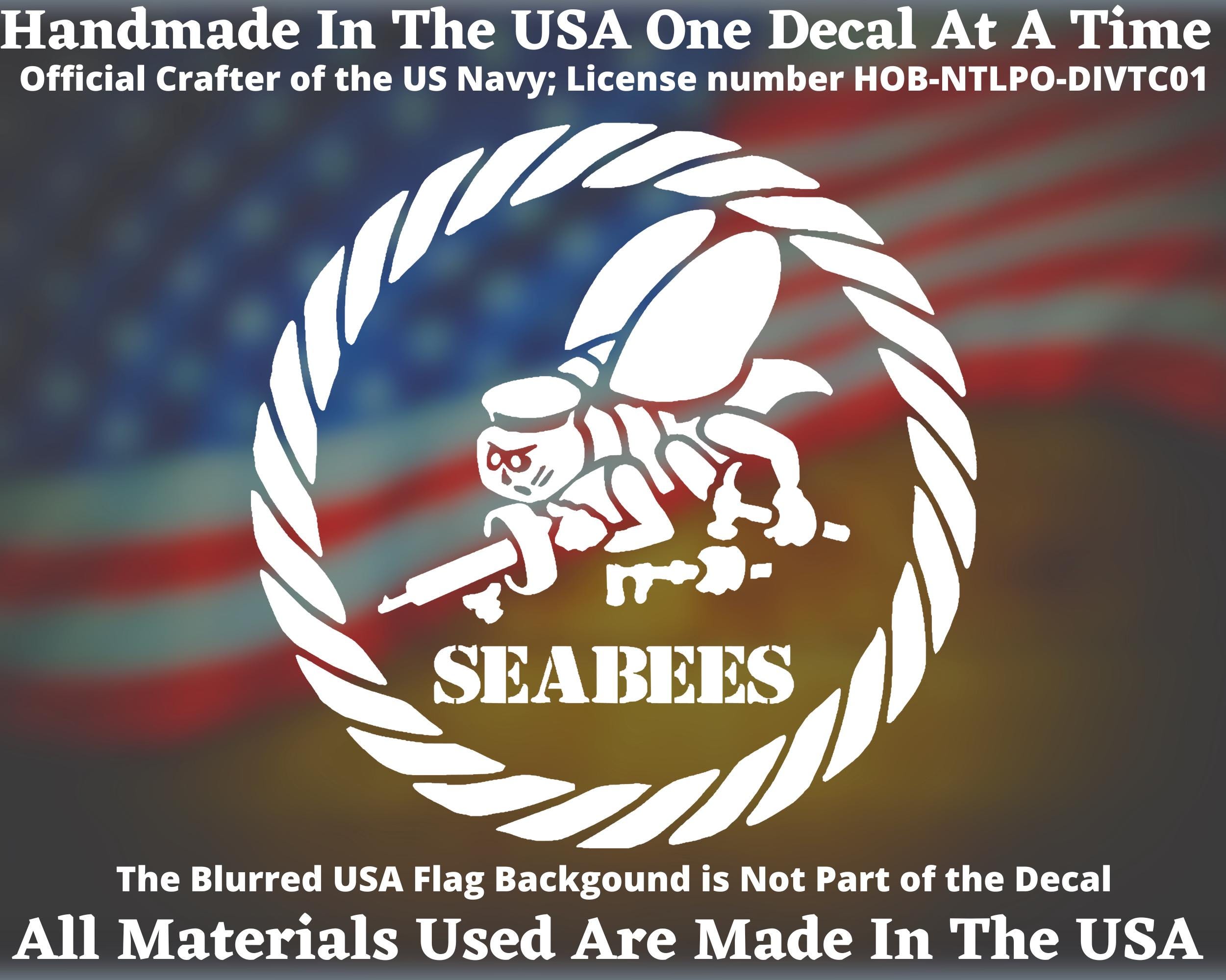 US Navy Seabees Logo Custom Vinyl Decal, Car Truck Van Window or