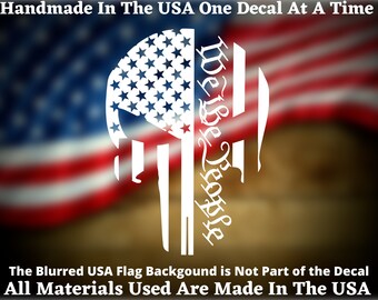 We The People American Flag Skull Vinyl Decal For  Car Truck Van Window or Bumper Sticker USA Seller Made In America