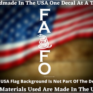 Vertical FAFO Don’t Tread On Me Gadsden Snake Decal 2nd Amendment Patriotic Car Truck Van Window or Bumper Sticker Vinyl Decal USA Seller