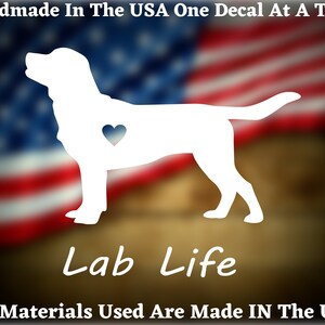 Lab Life Heart Car Truck Van Window or Bumper Sticker Vinyl Decal USA Seller Made In America