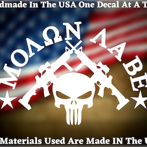 Molon Labe Skull #2 2nd Amendment Decal Car Truck Van Window or Bumper Sticker Vinyl Decal USA Seller
