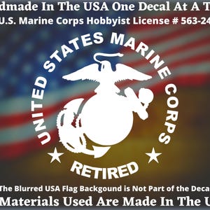 US Marine Corps Retired EGA Vinyl Decal For Car Truck Van Window or Bumper Sticker Hand Made In The USA