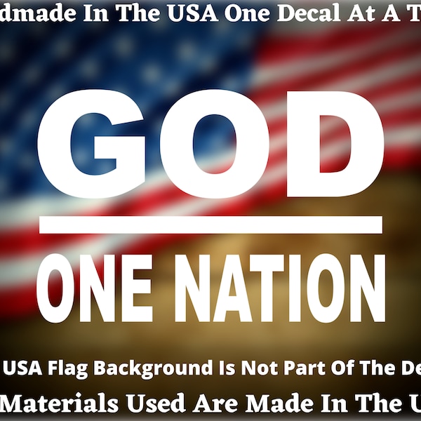 One Nation Under God Vinyl Die Cut Decal - Home Laptop Computer Truck Car Bumper Sticker Decal USA Seller