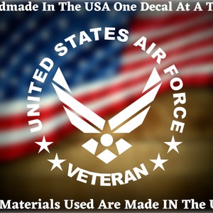 United States Air Force Veteran Car Truck Van Window or Bumper Sticker Vinyl Decal USA Seller Made In America