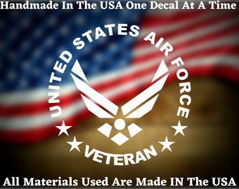 United States Air Force Veteran Car Truck Van Window or Bumper Sticker Vinyl Decal USA Seller Made In America