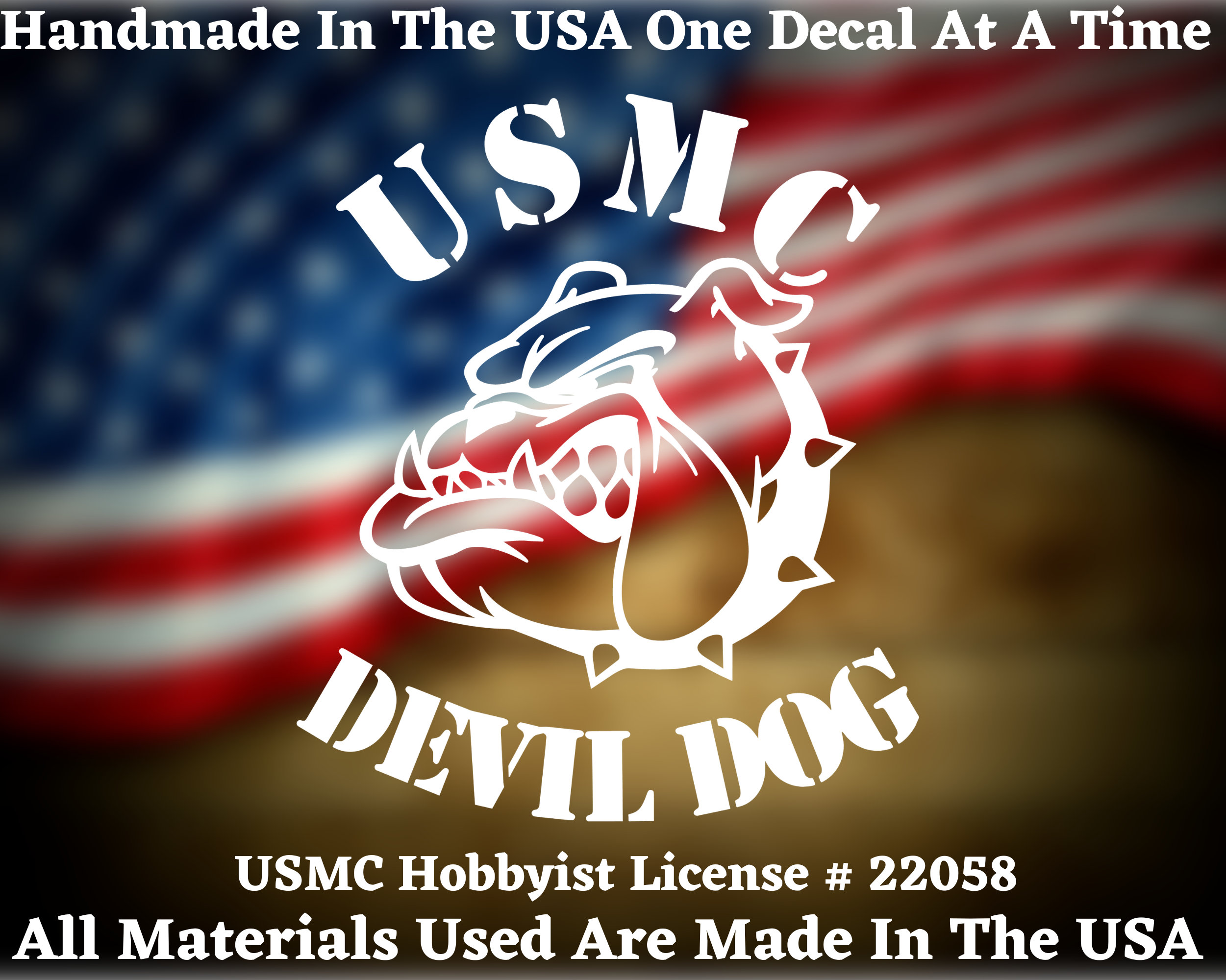 US Marine Corps USMC Devil Dog Bulldog Chesty Head Car Truck Van Window ...