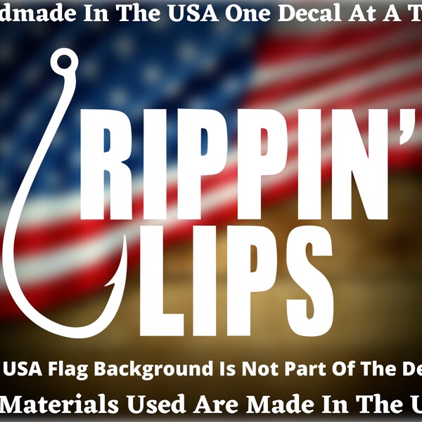 thumbnail image 2 of "Rippin Lips" Fishing Funny Vinyl Decal – Die-Cut Window Sticker For Car/Truck 2 of 6
