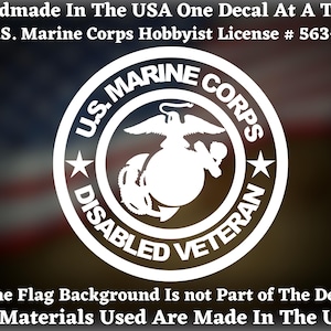 U.S. Marine Corps Disabled Veteran USMC Custom Car Truck Van Window or Bumper Sticker Vinyl Decal