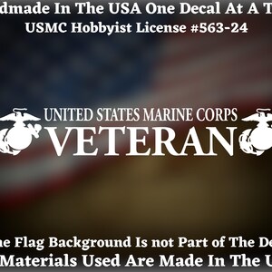 Large United States Marine Corps Veteran With EGA Vinyl Decal Custom Design For Car Truck Van Window or Bumper Sticker Made In America