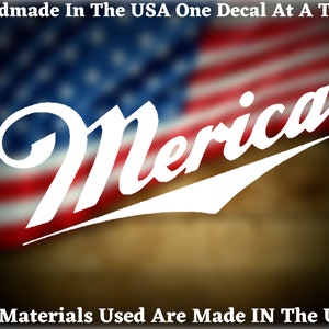 Merica Patriotic  Car Truck Van Window or Bumper Sticker Vinyl Decal USA Seller Made In America