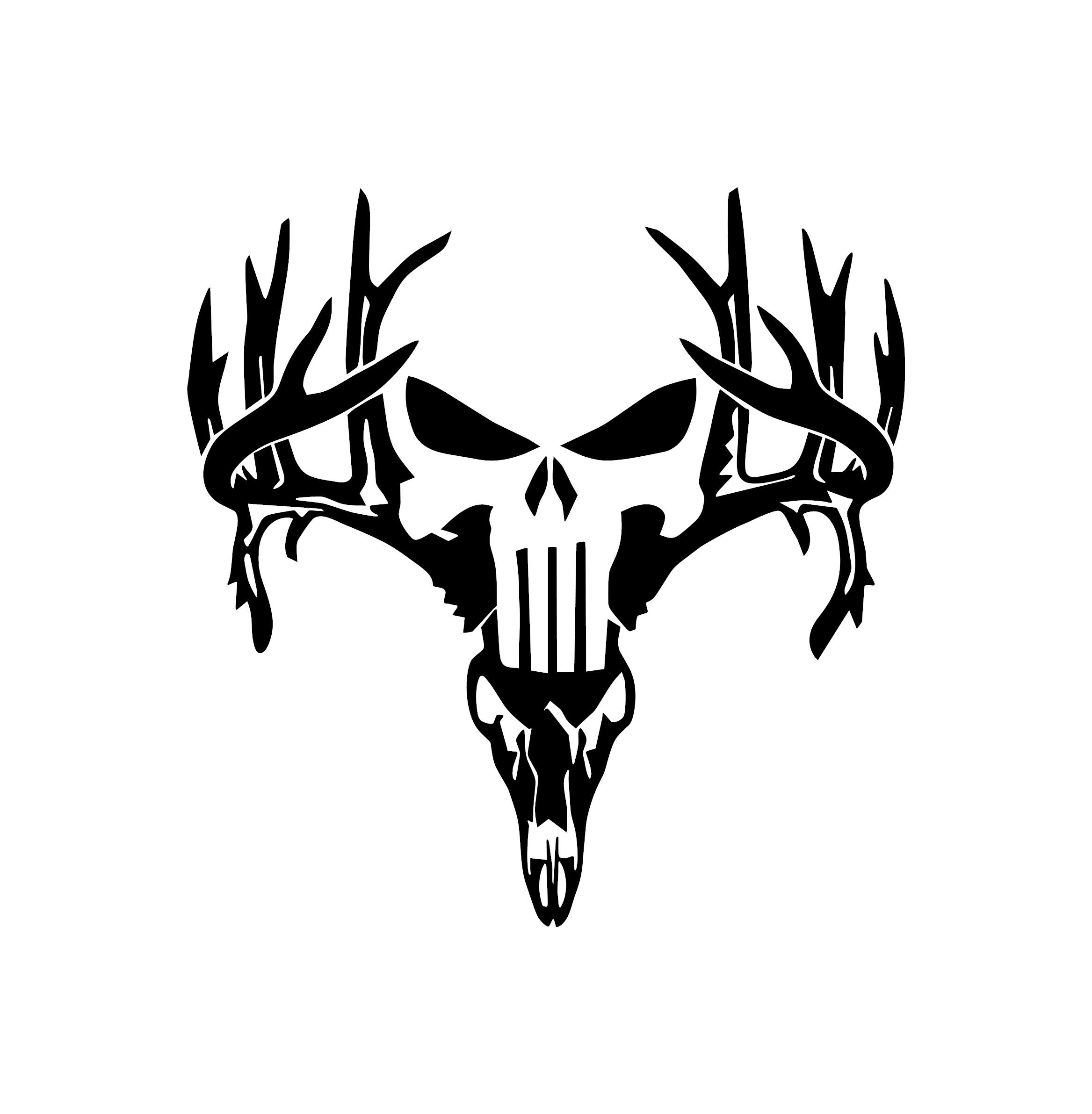 Deer Antlers Skull Punisher Deer Hunting 1216 Car Etsy
