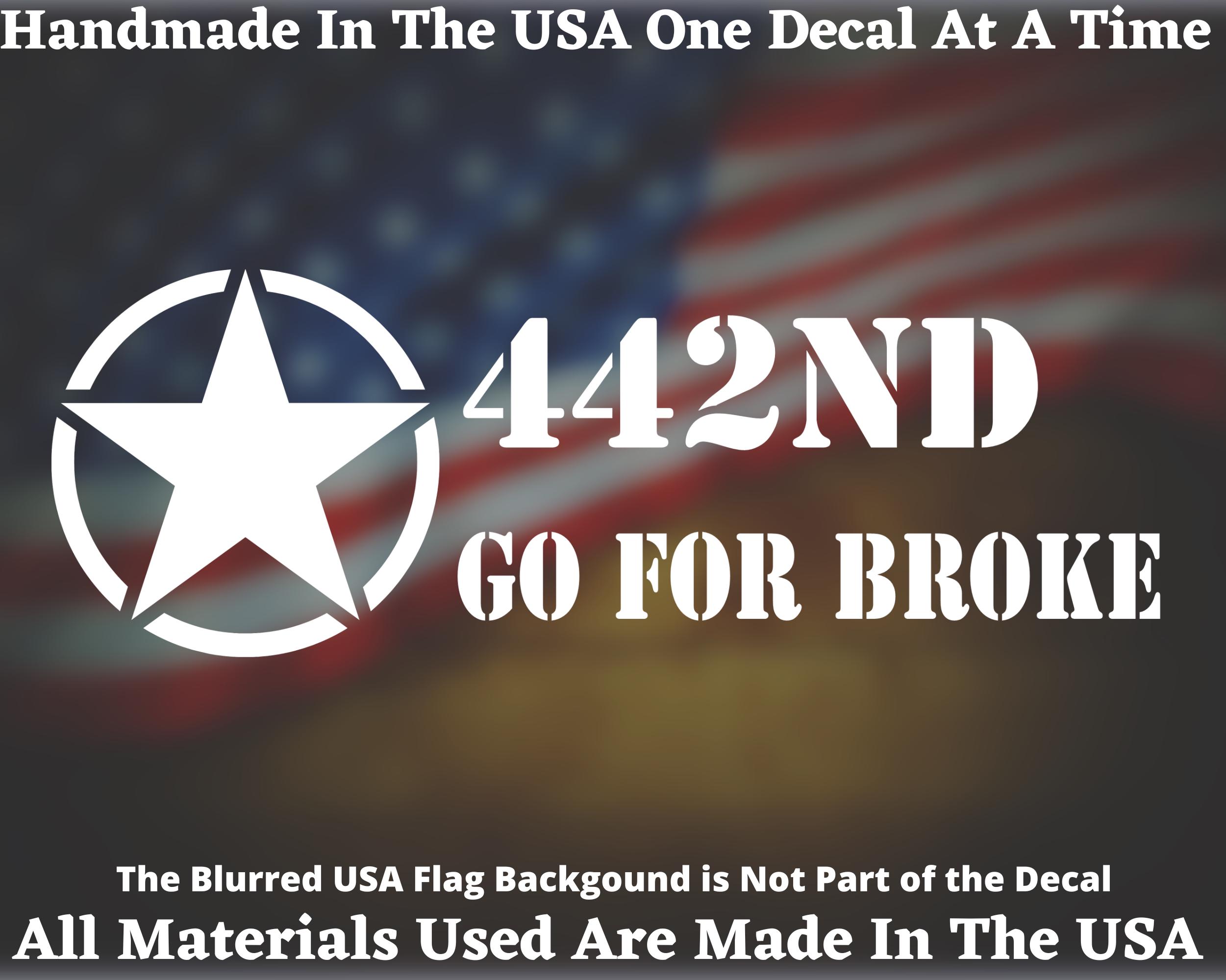 WW2 Army Star 442nd Infantry Regiment Go for Broke Vinyl Decal for Car ...