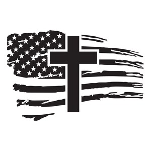 American Flag & Cross Car Truck Van Window or Bumper Sticker Vinyl ...