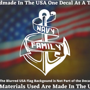 Navy Family Anchor Vinyl Decal For  Car Truck Van Window or Bumper Sticker USA Seller Made In America