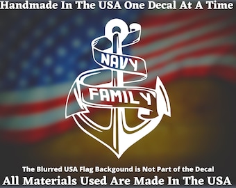 Navy Family Anchor Vinyl Decal For  Car Truck Van Window or Bumper Sticker USA Seller Made In America