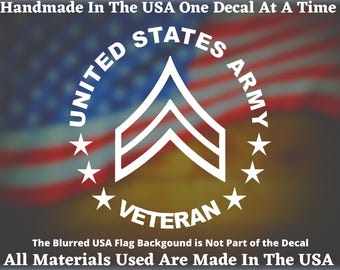 United States Army Corporal Veteran Car Truck Van Window or Bumper Sticker Vinyl Decal USA Seller Made In America