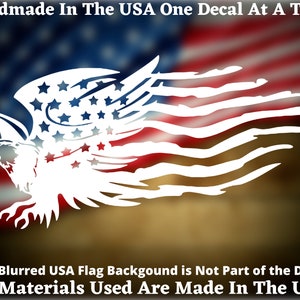 Flying American Bald Eagle Distressed Flag Decal Patriotic Vinyl Decal for Car Truck Window or Bumper Sticker USA Seller Made In America