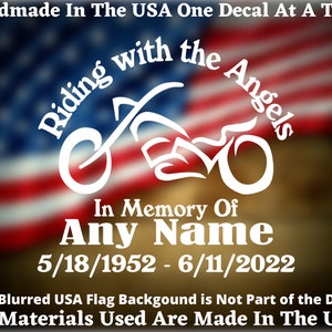 Riding With The Angels Biker Custom Vinyl Decal For  Car Truck Van Window or Bumper Sticker Gift For Biker  Memorial Gift