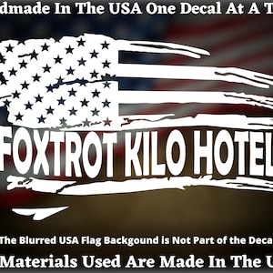Foxtrot Kilo Hotel FKH F*ck Kamala Harris Distressed American Flag Funny Vinyl Decal For Car Window, Bumper Sticker, Trump 2024, MAGA
