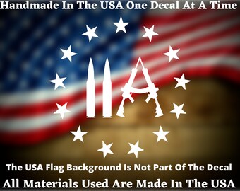 2A Betsy Ross Circle of Stars & Bullets 2nd Amendment Car Truck Bumper Sticker Vinyl Decal USA Seller