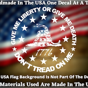 Give Me Liberty Or Give Me Death Don&#39;t Tread On Me 1776 Gadsden Snake Vinyl Decal For Car Truck Van Window or Bumper Sticker Made In America