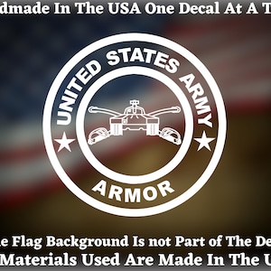 United States Army Armor Vinyl Decal For Car Truck Van Window or Bumper Sticker USA Seller Made In America
