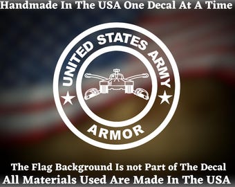 United States Army Armor Vinyl Decal For Car Truck Van Window or Bumper Sticker USA Seller Made In America