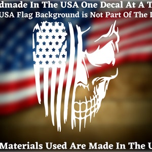 American Flag Decal White 4x Skull USA Flag 3M Vinyl Decals - American Flag Skull Stickers For Car, Truck, Window, Bumper USA Flag Vinyl Sticker Car - Foto 9