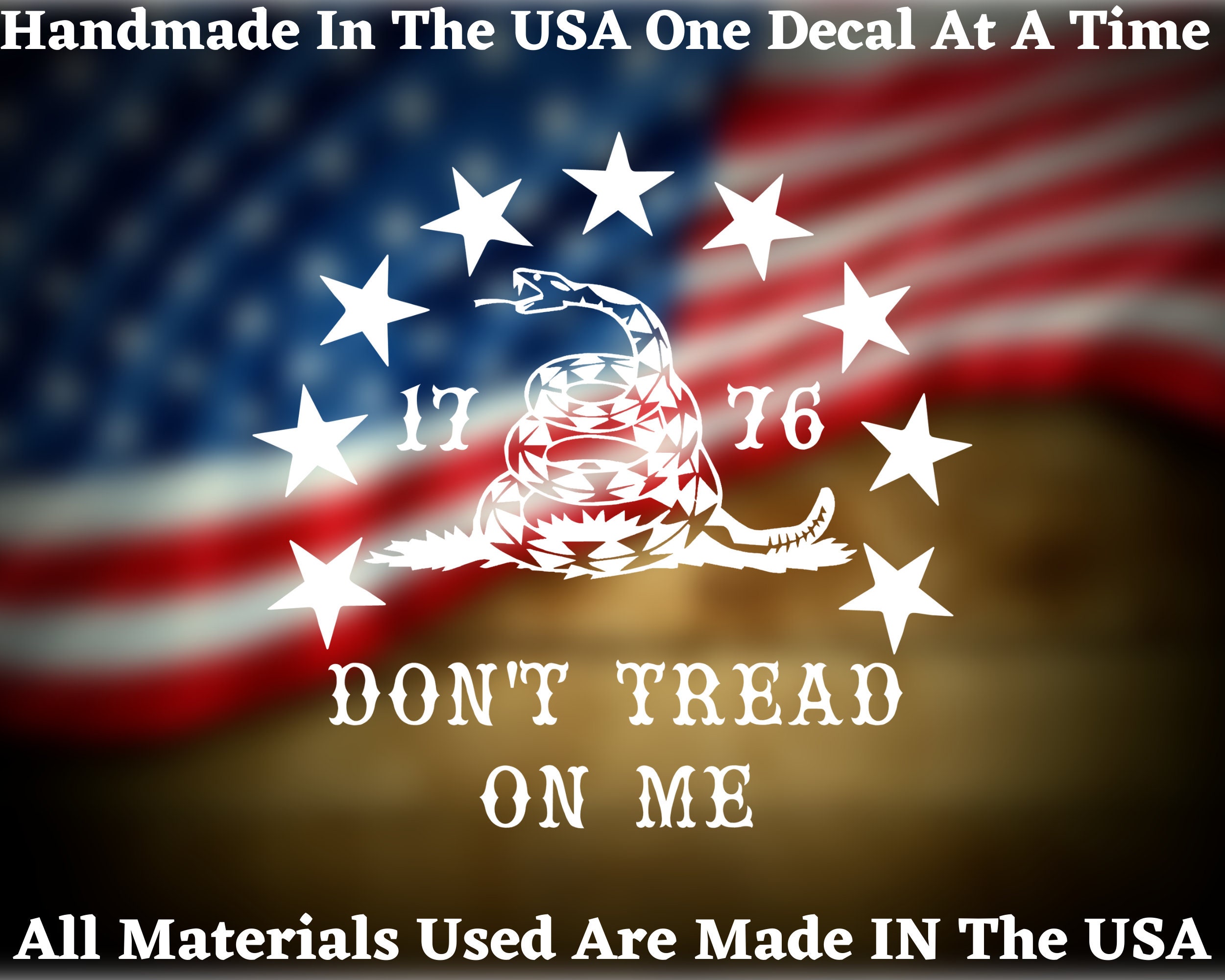 Don't Tread on Me 1776 Gadsden Snake Flag Car Truck Van Window or ...