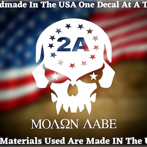 MOLON LABE 2A Skull 2nd Amendment Come and Take Them Car Truck Bumper Sticker Vinyl Decal USA Seller