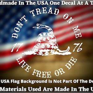 Don&#39;t Tread On Me Live Free Or Die 1776 Gadsden Snake Flag Car Truck Van Window or Bumper Sticker Vinyl Decal USA Seller