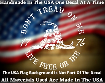 Don&#39;t Tread On Me Live Free Or Die 1776 Gadsden Snake Flag Car Truck Van Window or Bumper Sticker Vinyl Decal USA Seller