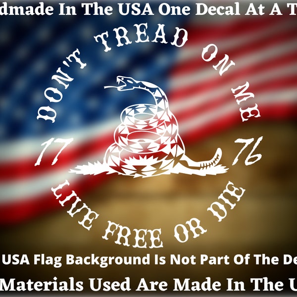 Don't Tread On Me Live Free Or Die 1776 Gadsden Snake Flag Car Truck Van Window or Bumper Sticker Vinyl Decal USA Seller