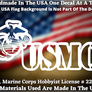 USMC with Eagle Globe and Anchor EGA decal. Custom Car Truck Van Window or Bumper Sticker Vinyl Decal Made In America