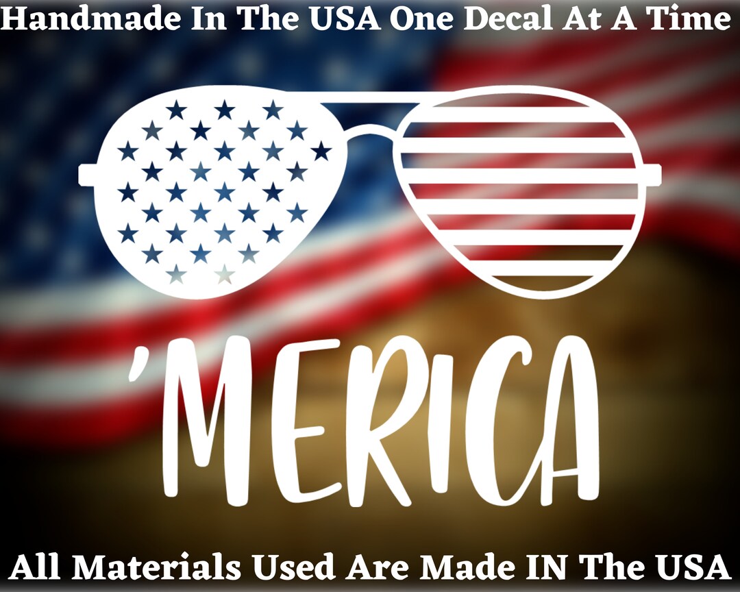 Merica Sunglasses Patriotic Car Truck Van Window or Bumper Sticker ...
