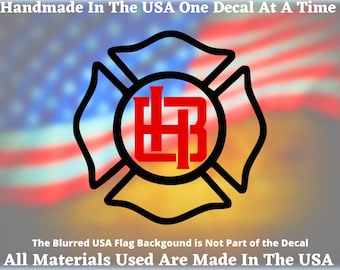Custom Fire Dept. Emblem Firefighter Vinyl Decal or Bumper Sticker Proudly Hand Made Made In USA