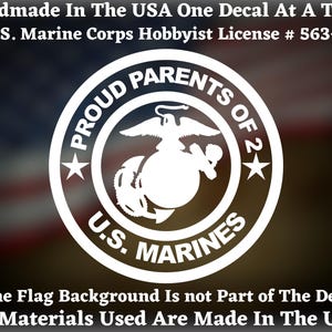 Proud Parents Of 2 U.S. Marines USMC Custom Car Truck Van Window or Bumper Sticker Vinyl Decal