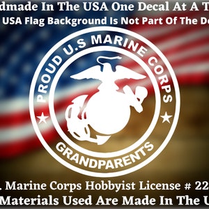 Proud US Marine Corps Grandparents Vinyl Decal For Car Truck Van Window or Bumper Sticker Hand Made In The USA