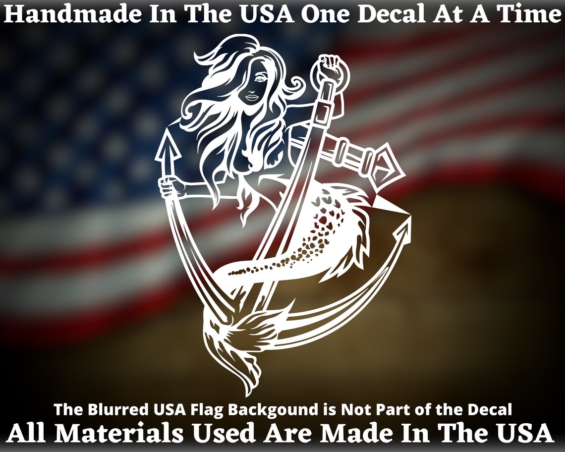 Sexy Mermaid Girl Anchor Fantasy Vinyl Decal for Car Truck Van Window ...