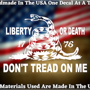 Liberty Or Death Don&#39;t Tread On Me 1776 Gadsden Snake Car Truck Van Window or Bumper Sticker Vinyl Decal USA Seller