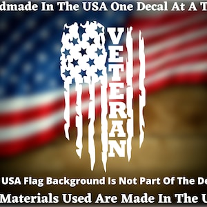 Veteran American Flag Vinyl Decal #2,  Veteran Sticker, Veteran Car Window Decal, Military Vinyl Decal, Military Sticker, Made In America