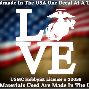 Love US Marine Corps USMC Eagle Globe & Anchor EGA vinyl decal Car Truck Van Window Decal or Bumper Sticker Vinyl Decal Made In America